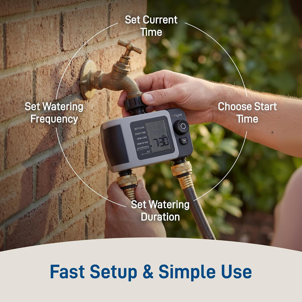 B-hyve XD 4-Port Smart Hose Watering Timer - App Controlled - Smart WeatherSense - Bluetooth Sprinkler Timer with Remote Control - Multi Outlet Yard Irrigation System - 24634
