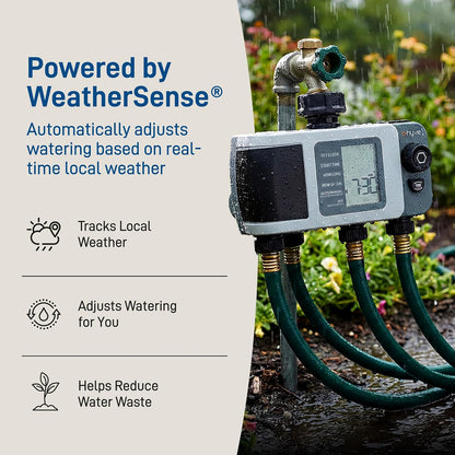 B-hyve XD 4-Port Smart Hose Watering Timer - App Controlled - Smart WeatherSense - Bluetooth Sprinkler Timer with Remote Control - Multi Outlet Yard Irrigation System - 24634