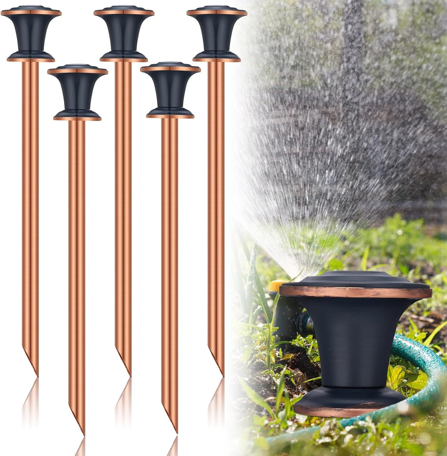 5 Pcs Garden Hose Guide Stake 17 Inch Heavy Duty Decorative Metal Water Hose Guide Stake for Garden, Lawn, Plants and Flower Beds