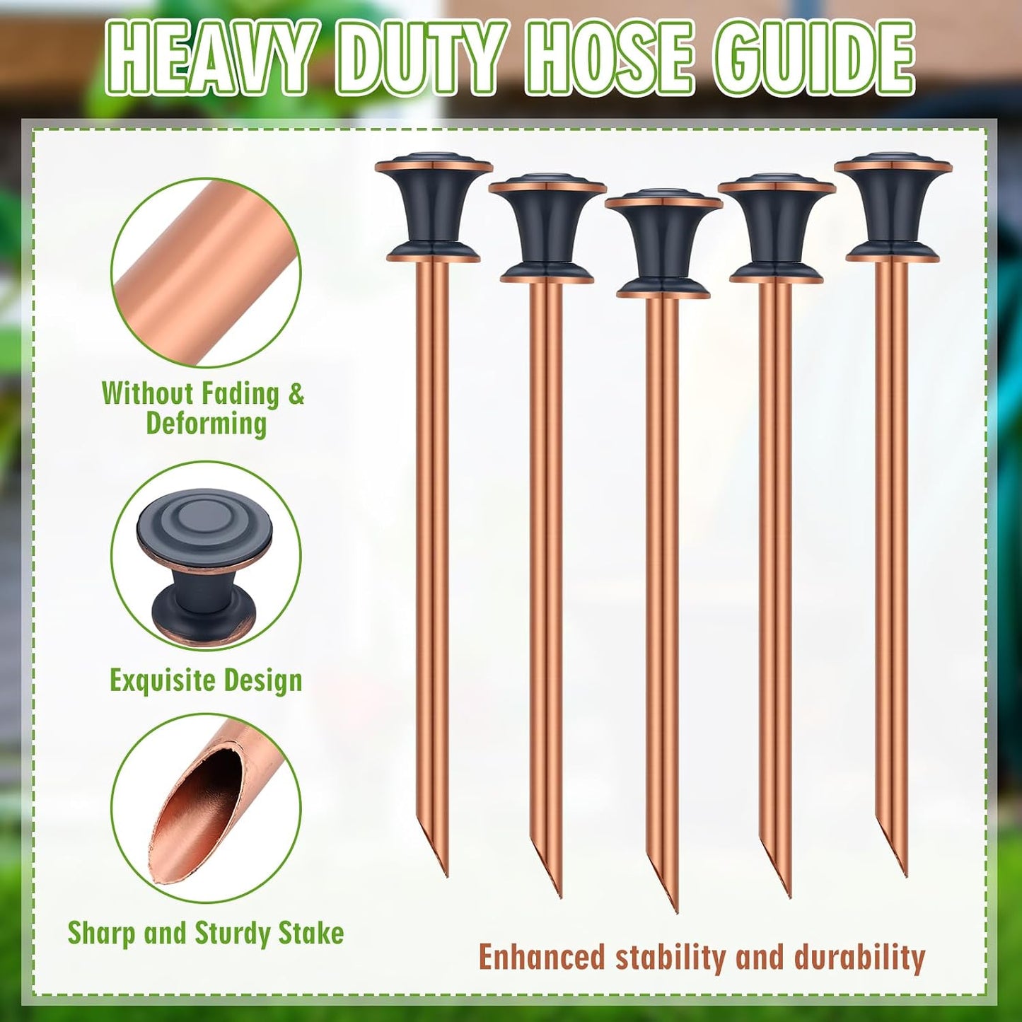 5 Pcs Garden Hose Guide Stake 17 Inch Heavy Duty Decorative Metal Water Hose Guide Stake for Garden, Lawn, Plants and Flower Beds