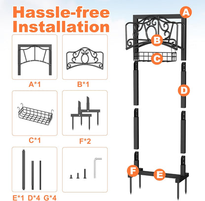 Garden Hose Holder, Upgraded Heavy Duty Water Hose Holder Stand with Storage Basket Holds 160FT, Freestanding Hose Hanger for Garden, Black