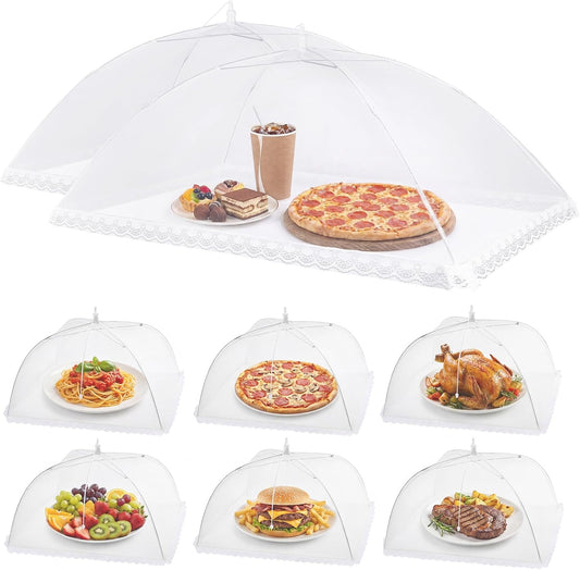 8 Pack 2 Size Mesh Food Covers for Outside, 2 Jumbo and 6 Large Cake Cover Net for Indoor/Outdoor, Picnic Accessories Fruit Cover Tent Keeping Out Flies Bugs Mosquitos