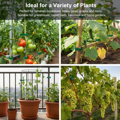 100Pcs Plant Support Clips - Plastic Stem Clips for Climbing Plants, Tomato Vines, Grape Vegetables, Secure & Reusable Garden Clips (Green)