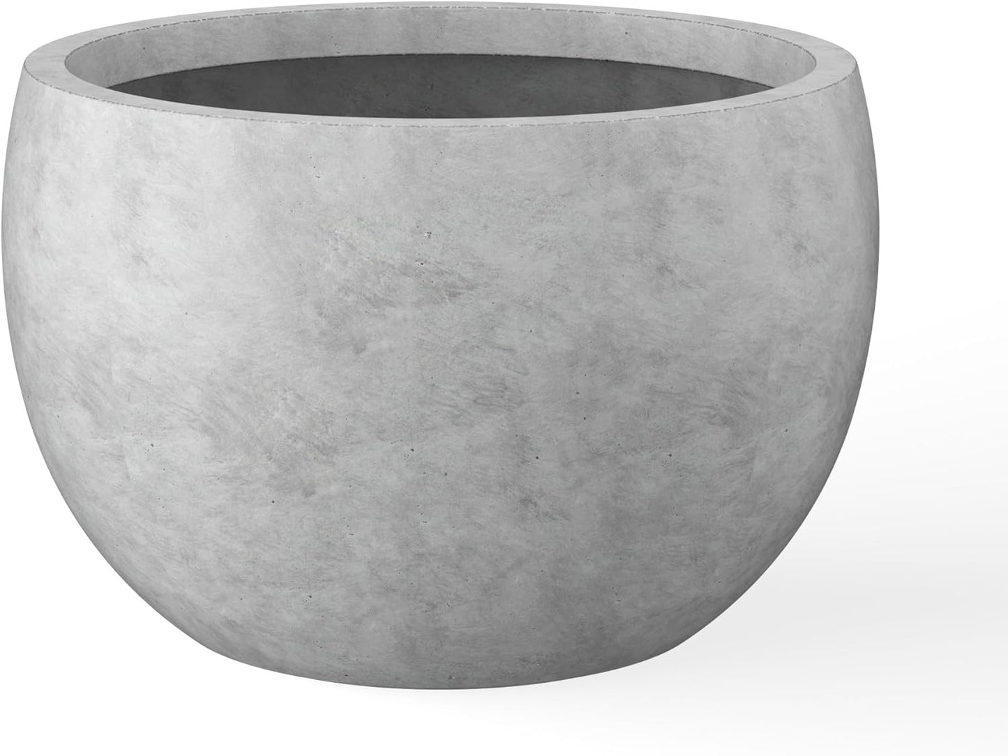 Large Round Bowl Vintage BRN Concrete Planter 19.9" Dia, Outdoor