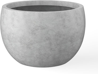 Large Round Bowl Vintage BRN Concrete Planter 19.9" Dia, Outdoor
