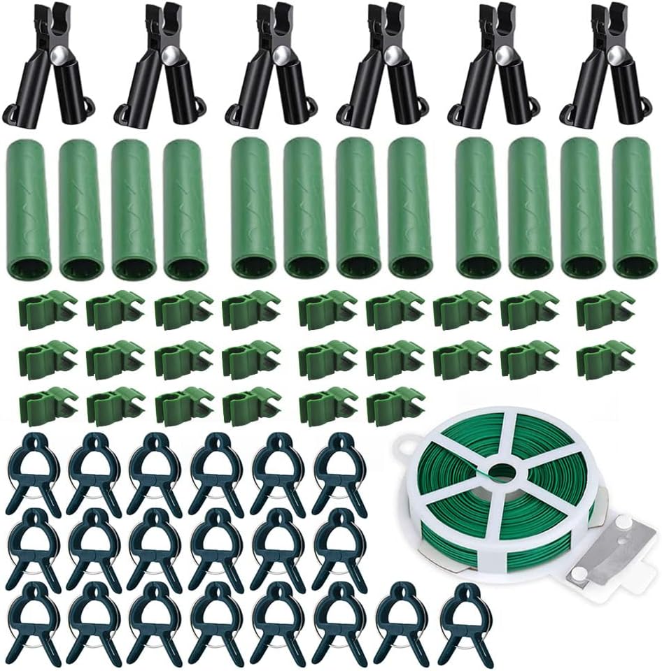 Garden Trellis Support Kit - Plant Clips & Stake Connectors, 7/16" Stake Extensions & Pipe Fixings