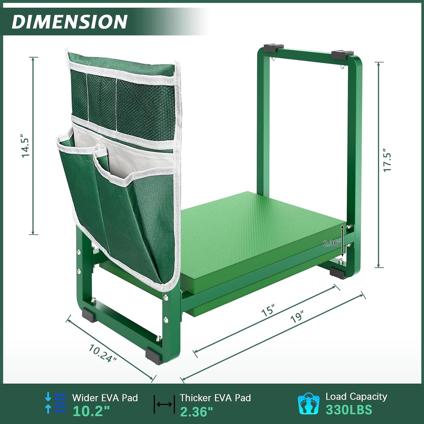 FLINTER Wider Garden Kneeler and Seat, Heavy Duty Thick Gardening Bench for Kneeling and Seat - Garden Kneelers for Seniors, Gardening Stools for Women, Grandparents, Gardeners, Black