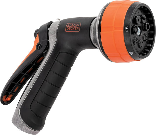 Black + Decker® Dial 7 Pattern Rear Trigger Garden Hose Nozzle – Durable, Versatile, Comfortable Grip Watering BD59577