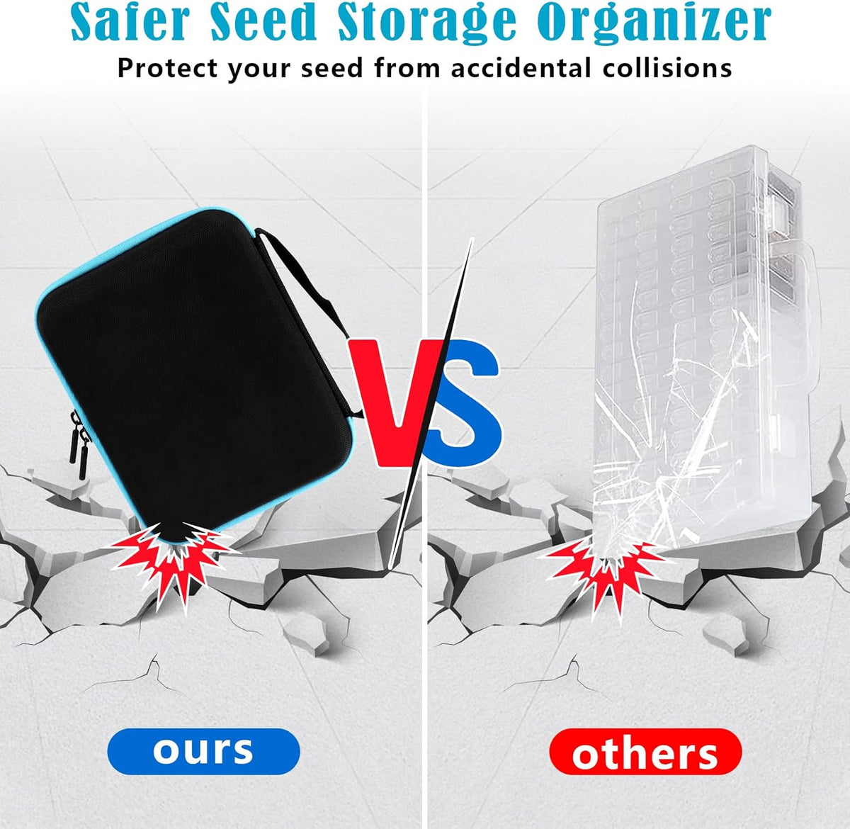 60 Slots Seed Storage Organizer with 20 Seed Envelopes, Sturdy Seed Organizer Storage Box with Zipper Bag Label Stickers(Seeds not Included), Seed Storage Container for Flower Plants Garden