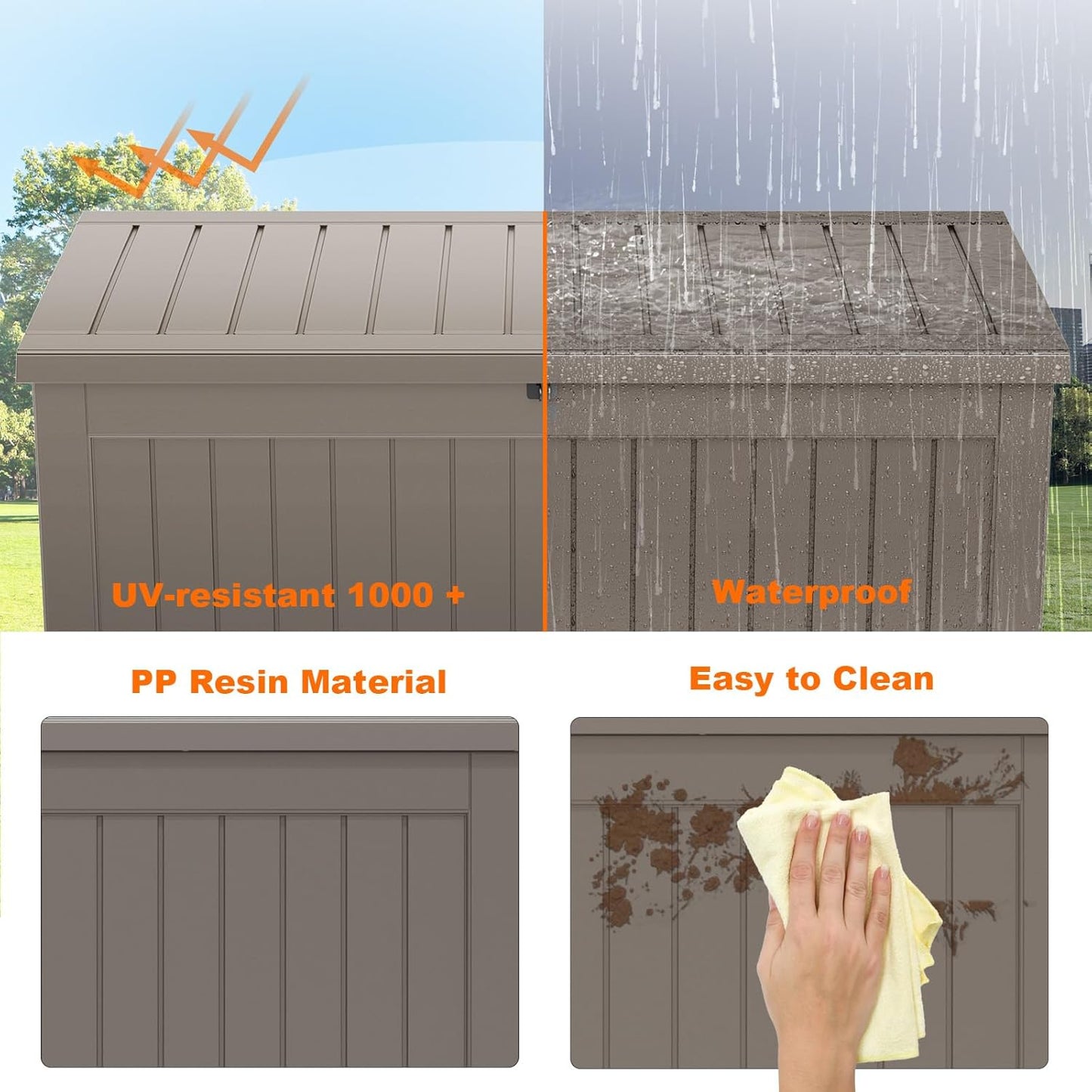 30 Gallon Outdoor Deck Box, Lockable Waterproof Outdoor Storage Boxes For Garden Tools,Indoor Cushions,Accessories Outside Storage Resin Weatherproof Container(Black)