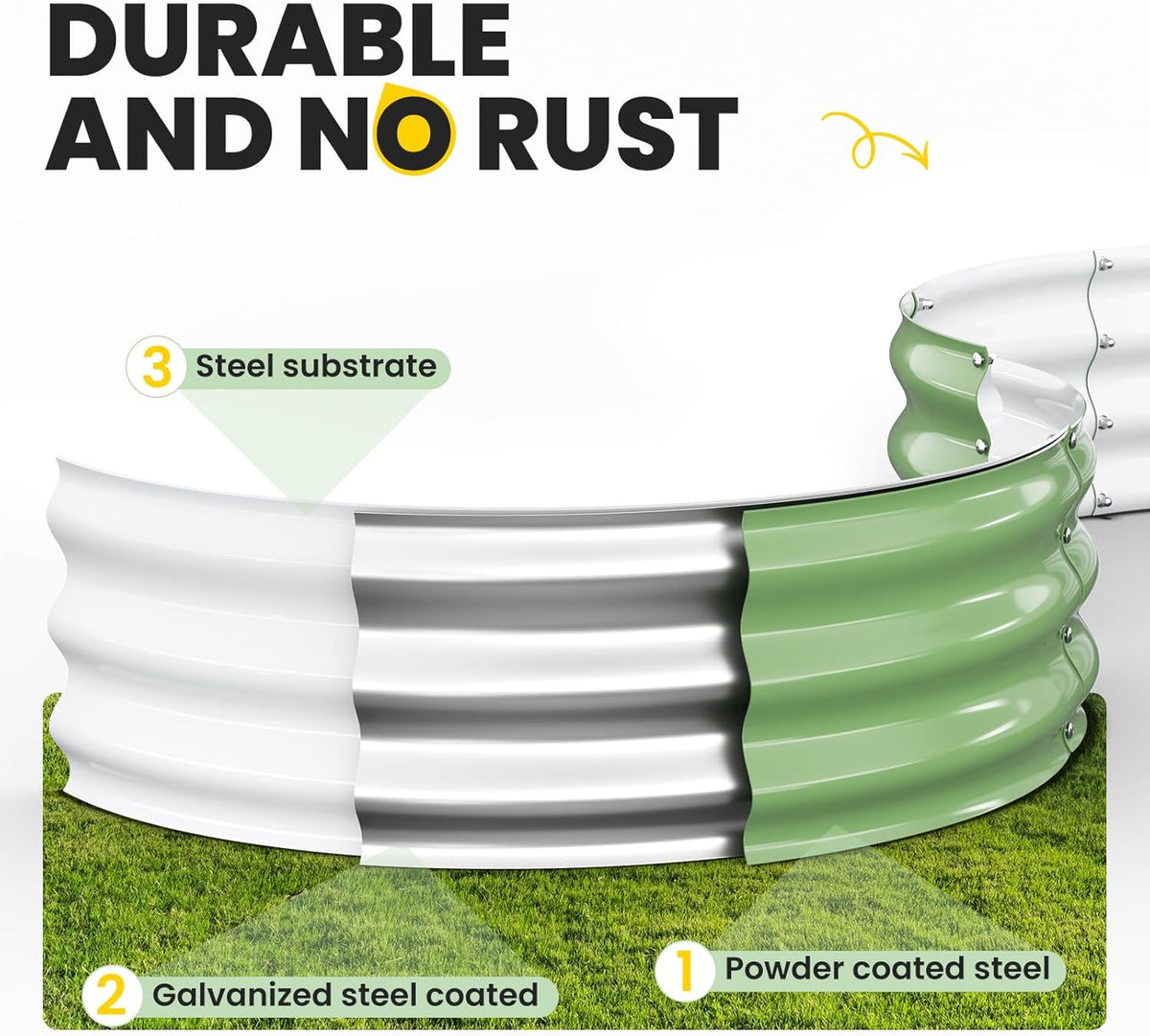 Pattiumo Galvanized Raised Garden Bed 4×4×1 FT, Round Metal Raised Garden Bed Outdoor Planter Box with Open Bottom, Rust-Resistant Steel Garden Bed for Vegetables Herbs Flowers, Easy Assembly