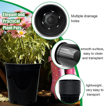 5 Gallon Nursery Pots (10-Pack) + 50ft Garden Hose with Spray Nozzle + 3-in-1 Soil Tester for Moisture/Light/pH | All-in-One Gardening Kit for Indoor/Outdoor Plants, Gardening Gifts for Women