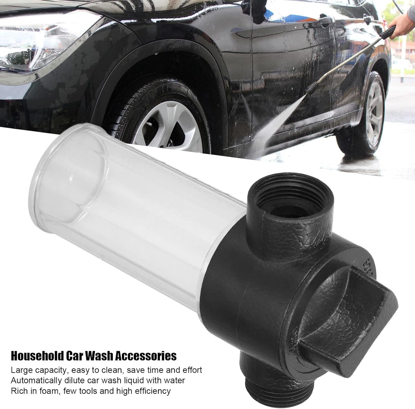 Oumefar 100ML Water Gun Foam Bottle Garden Hose Foam Tank Car Washing Foamer Pot Tank Household Wash Accessories for Household Cleaning, Garden Hose, Car Washing