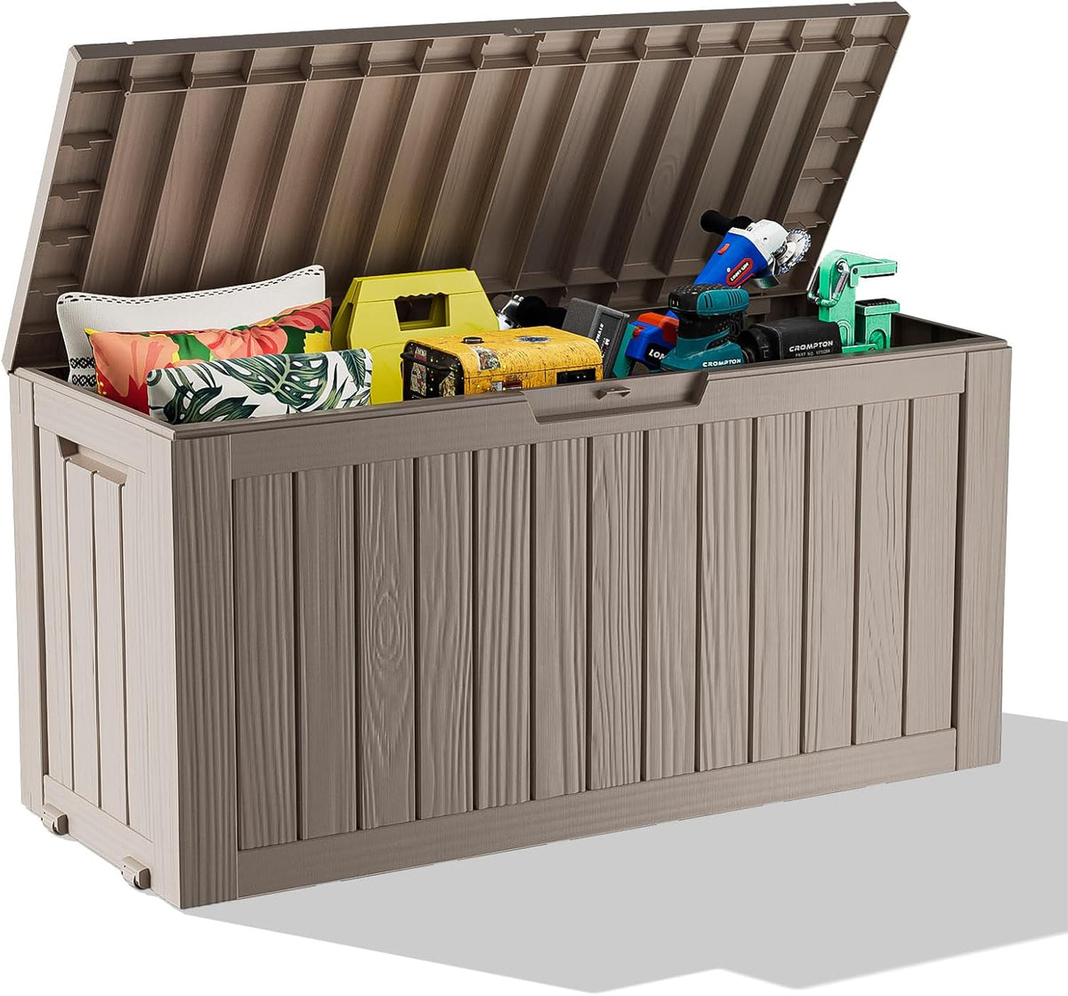 30 Gallon Outdoor Deck Box, Lockable Waterproof Outdoor Storage Boxes For Garden Tools,Indoor Cushions,Accessories Outside Storage Resin Weatherproof Container(Black)