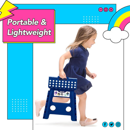 Folding Step Stool 13 Inch,300 Lbs Step Stool for Adults Black