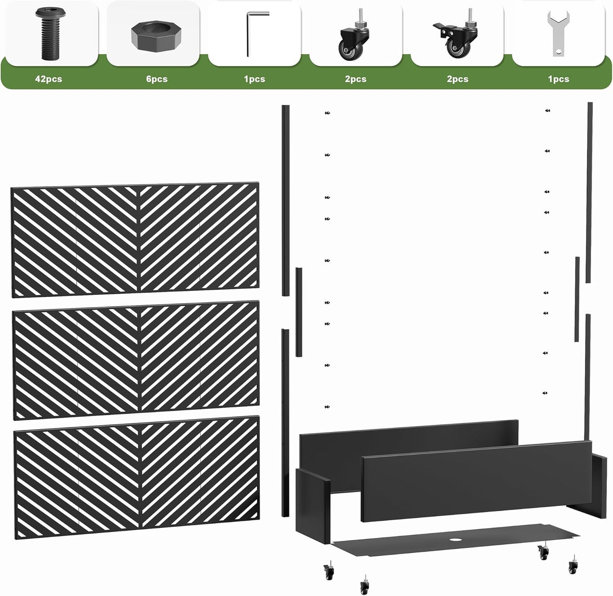 Casaphoria Metal Raised Garden Bed with Trellis and Wheels, 72"x47"x16" Planter Box for Climbing Plants, Vegetables & Vines, Features Drainage Holes and Privacy Screen (Black-Louver) - Colors C