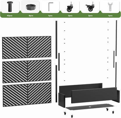 Casaphoria Metal Raised Garden Bed with Trellis and Wheels, 72"x47"x16" Planter Box for Climbing Plants, Vegetables & Vines, Features Drainage Holes and Privacy Screen (Black-Louver) - Colors C