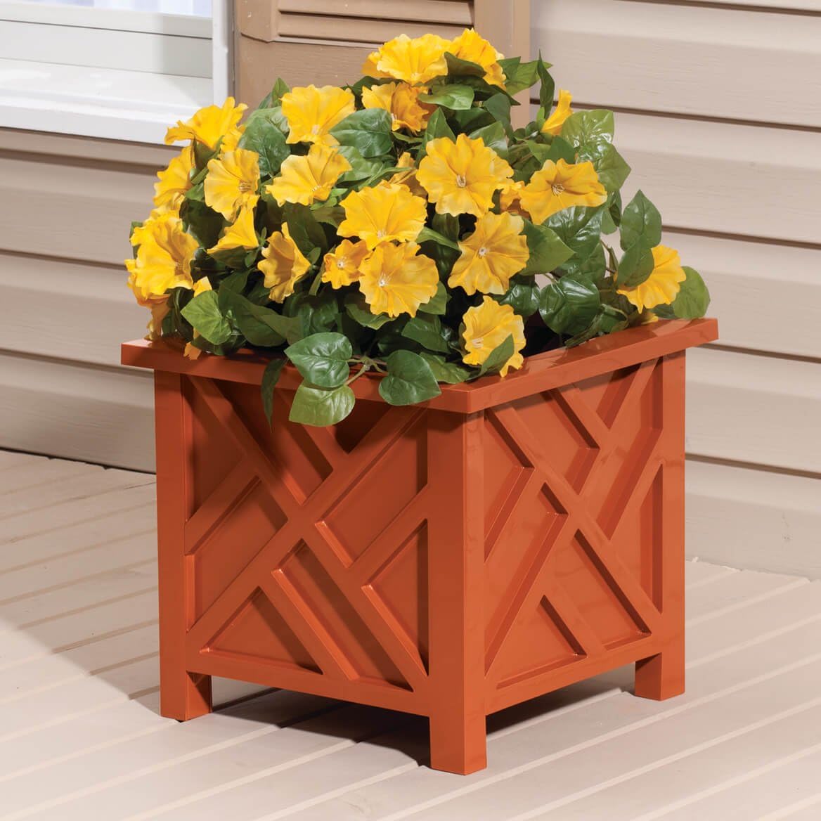 Miles Kimball Chippendale Planter Box, White – Plant Holder for Garden, Patio and Lawn – 14 ¾” sq. x 13 ¼ H Overall