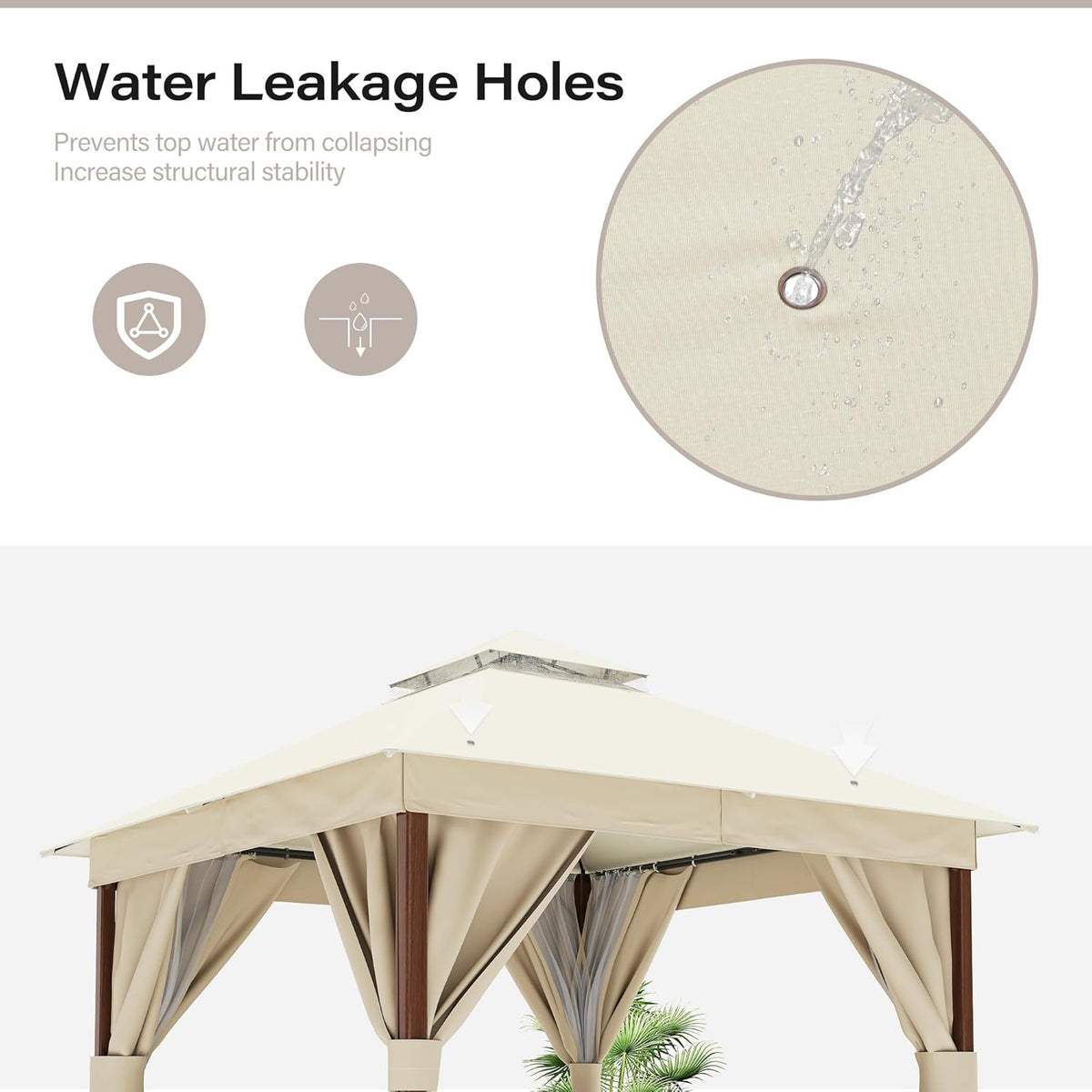 10x20 Gazebo Canopy with 100FT String Lights, Metal Heavy Duty Patio Canopy Tent with Double Roofs, Mosquito Nettings and Privacy Screens for Backyard, Garden, Lawn, Gray