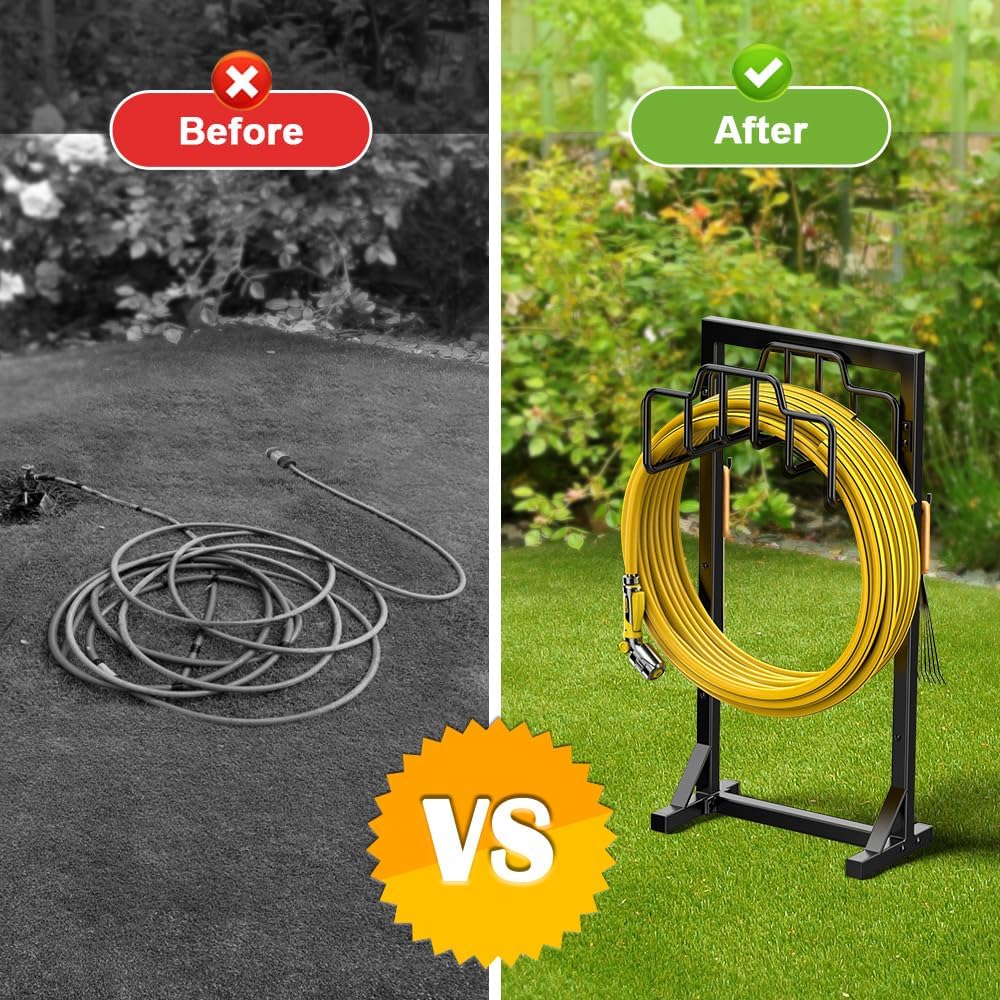Skycarper Garden Hose Reel Holder Water Hose Hanger Organizer Stand,Black