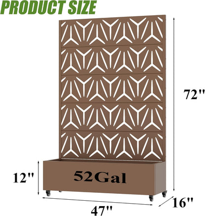 Casaphoria Metal Raised Garden Bed with Trellis and Wheels, 72"x47"x16" Planter Box for Climbing Plants, Vegetables & Vines, Features Drainage Holes and Privacy Screen (Black-Louver) - Colors B
