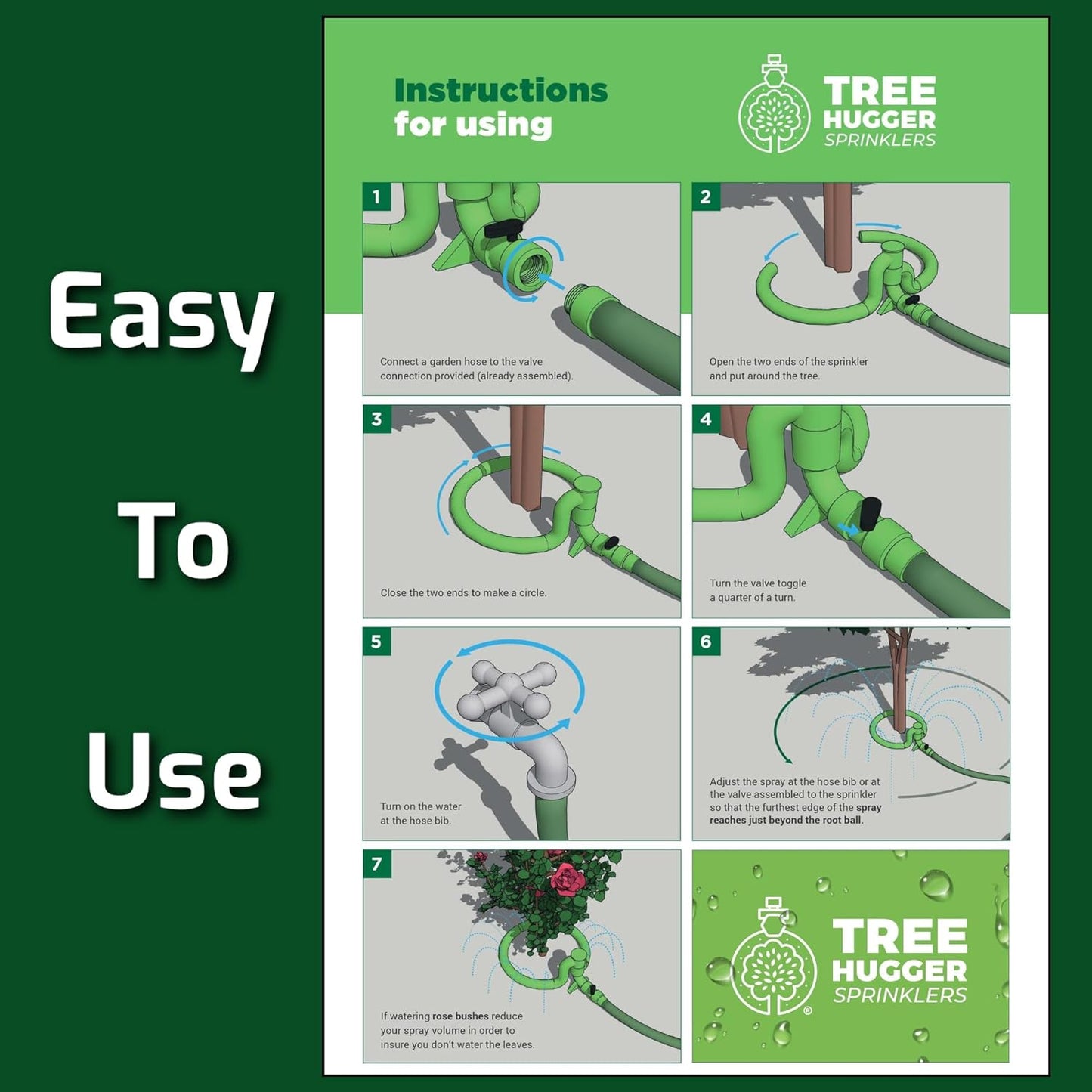 Tree Watering System - 360° Outward Spray Tree Watering Ring - Sprinkler Ring for Trees & Shrubs - Reaches The Nutrition Zone for Tree Root Watering (7 Inch)