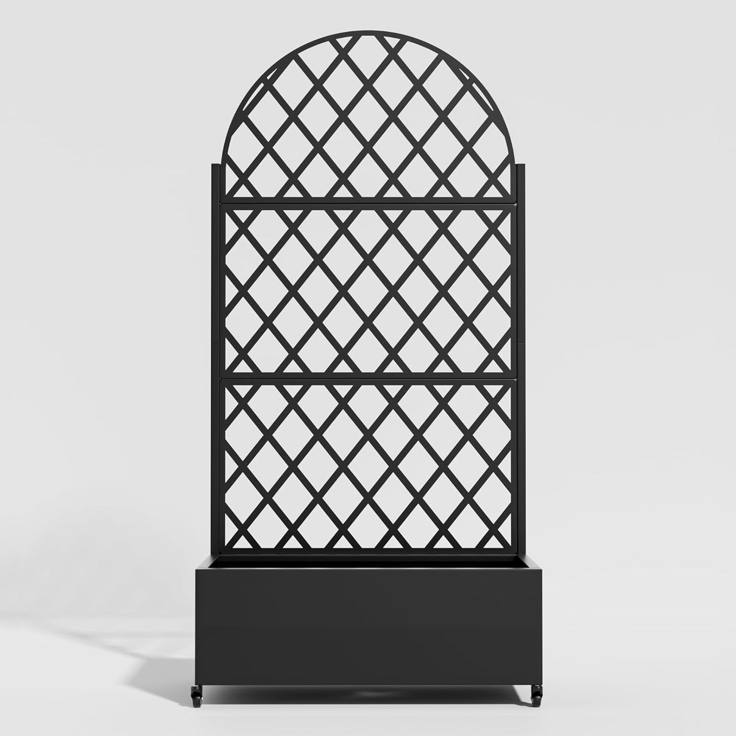 Casaphoria Metal Raised Garden Bed with Trellis and Wheels, 72"x47"x16" Planter Box for Climbing Plants, Vegetables & Vines, Features Drainage Holes and Privacy Screen (Black-Louver) - Colors C