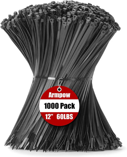 Armpow 8 Inch Garden Green Zip Tie 1000 PCS, 40 Lbs - Small to Medium Zip Tie, Nylon PA66 UV Resistant Cable Tie Heavy Duty for Indoor and Outdoor Use - Ideal for bundling and securing objects