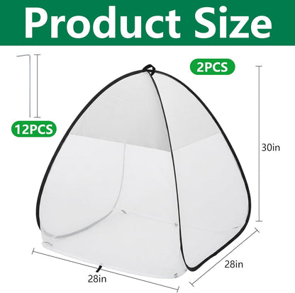2 Pcs Pop Up Garden Netting Bug and Shade Covers, 22" x 22" x 22" Plant Sun Shade Top Bird Netting Tents, Insect Barrier Sun Protection Plant Cover Tent for Outdoor Plants Vegetables Fruits (Black)