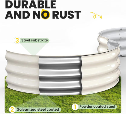 Pattiumo Galvanized Raised Garden Bed 4×4×1 FT, Round Metal Raised Garden Bed Outdoor Planter Box with Open Bottom, Rust-Resistant Steel Garden Bed for Vegetables Herbs Flowers, Easy Assembly