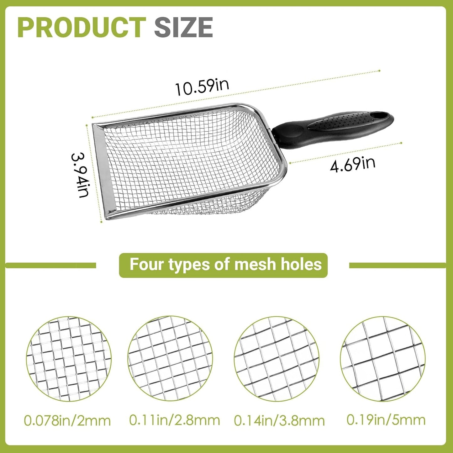 2 Pcs Gardening Soil Sifter, Handheld Shovel, Shape Garden Sieve Sifter with Handle (3.8mm and 5mm Mesh), Portable Gardening Sifter for Gradening Sand Soil Dirt Compost (2 Set)