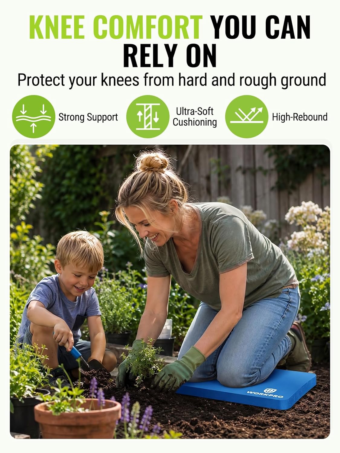 WORKPRO Extra Thick Kneeling Pad, Soft NBR Foam Cushioning for Knee, Large Foam Kneeler Mat for Gardening, Bathing Baby, Exercise, Workout Supplies, 17.5 x 11 x 1.5 in, Black