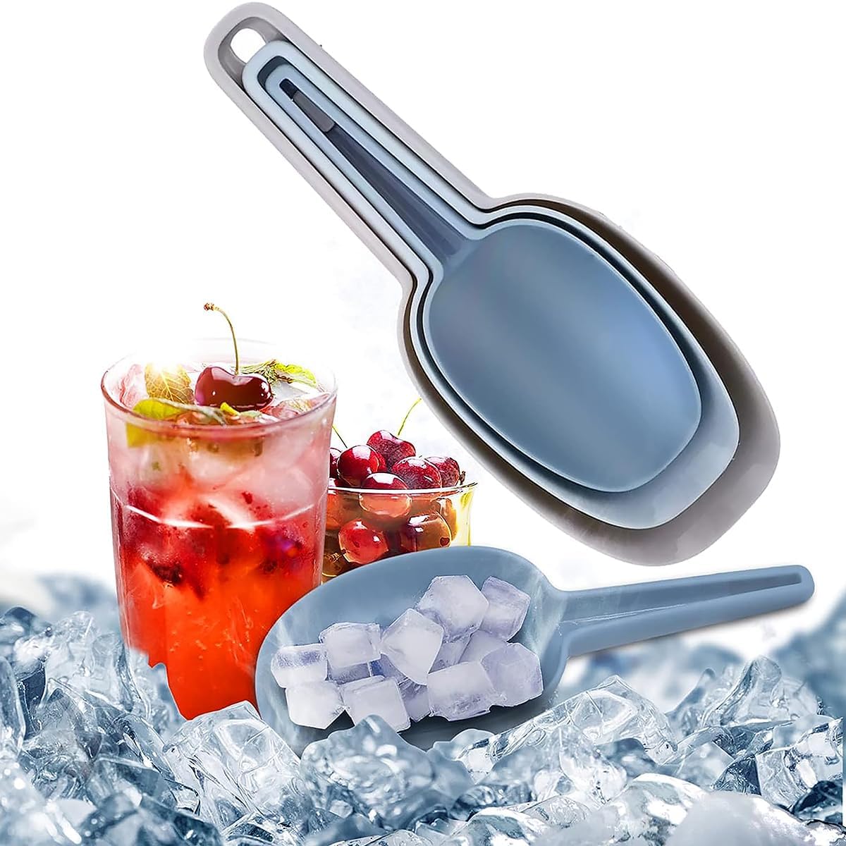 Flour Scoop Set of 3 for Canisters, Ice, Popcorn, Pet Food, Dry Goods, Coffee Beans, Candy - Plastic Scoops 1.7/3.4/5.1 oz