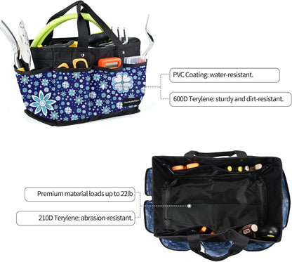 Housolution Gardening Tote Bag, Deluxe Garden Tool Storage Bag and Home Organizer with Pockets, Wear-Resistant & Reusable, 14 Inch, Pink