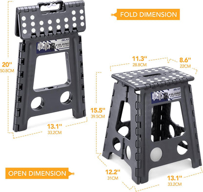Folding Step Stool 13 Inch,300 Lbs Step Stool for Adults Black