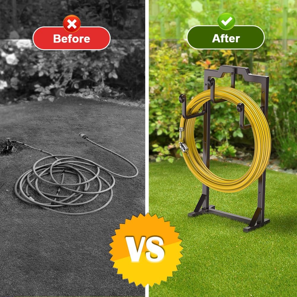 Skycarper Garden Hose Reel Holder Water Hose Hanger Organizer Stand,Black