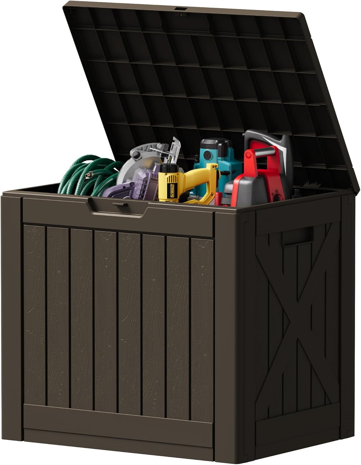 30 Gallon Resin Deck Box Waterproof Outdoor Storage Box for Patio Furniture Pool Accessories Indoor Storage for Cushion Garden Tools (30 Gallon, Black)
