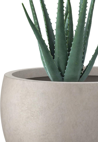 Large Round Bowl Vintage BRN Concrete Planter 19.9" Dia, Outdoor