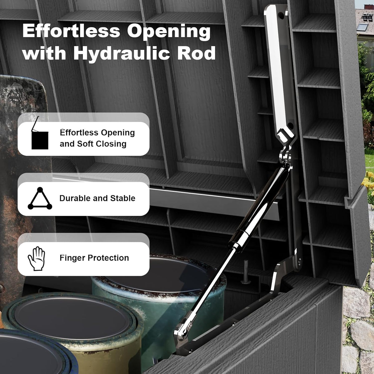 30 Gallon Outdoor Deck Box, Lockable Waterproof Outdoor Storage Boxes For Garden Tools,Indoor Cushions,Accessories Outside Storage Resin Weatherproof Container(Black)
