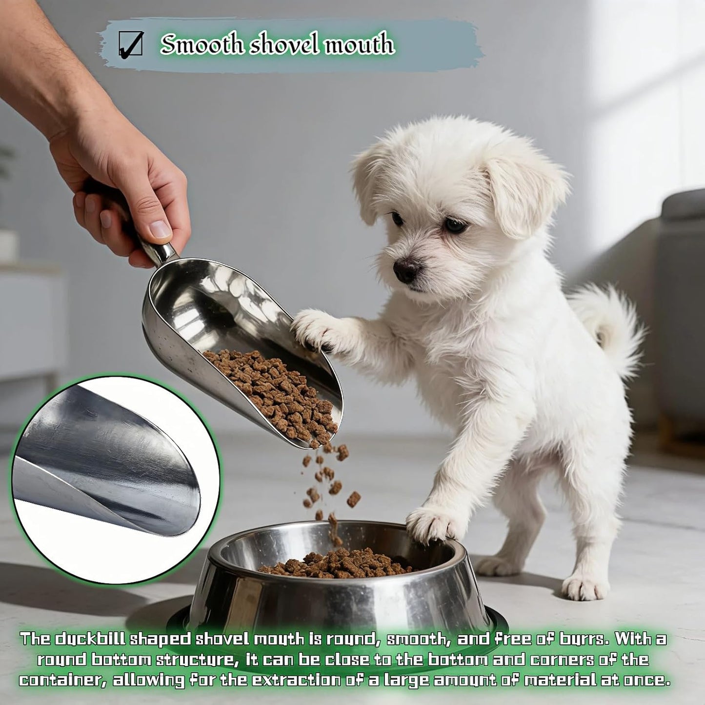 2-Pack Heavy Duty Ice Scoop, 12oz Commercial Grade Cast Aluminum Kitchen Scoop with Ergonomic S-Handle, Rust-Proof Scooper for Ice, Candy, Popcorn, Coffee Beans, Flour, Pet Food & Dry Goods