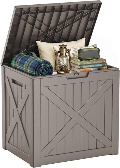 30 Gallon Outdoor Deck Box, Lockable Waterproof Outdoor Storage Boxes For Garden Tools,Indoor Cushions,Accessories Outside Storage Resin Weatherproof Container(Black)