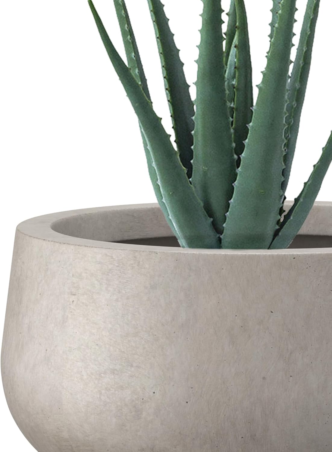 Kante 15.7" Dia Round Concrete Planter, Outdoor Indoor Garden Plant Pots with Drainage Hole and Rubber Plug, Modern Curvaceous Design, Slate Gray