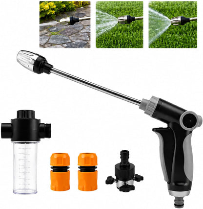 Pressure Washer Wand, High Pressure Hose Nozzle 3 Spray Patterns, 360° Rotating Heavy Duty Cleaning Gun for Garden Hose, Outdoor Cleaning for Car, Patio, Siding (Gun+Connector Pot + 3 connectors)