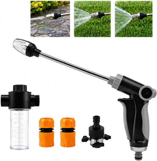 Pressure Washer Wand, High Pressure Hose Nozzle 3 Spray Patterns, 360° Rotating Heavy Duty Cleaning Gun for Garden Hose, Outdoor Cleaning for Car, Patio, Siding (Gun+Connector Pot + 3 connectors)