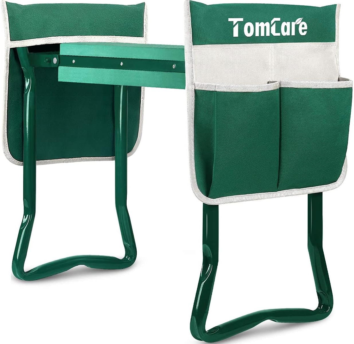 TomCare Garden Kneeler and Seat 10.64” Wider Larger Soft Kneeling Pad Garden Bench with 2 Large Tool Pouches Heavy Duty Garden Stool Foldable Tools Gardening Gifts for Women Men Gardeners