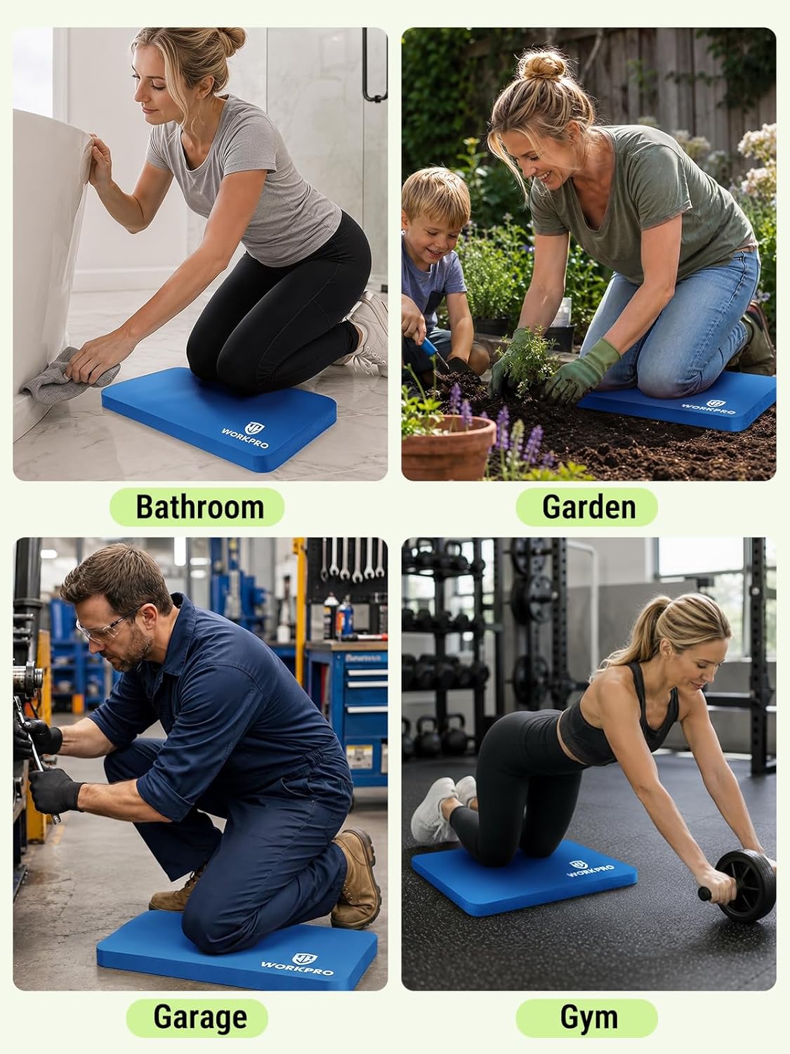 WORKPRO Extra Thick Kneeling Pad, Soft NBR Foam Cushioning for Knee, Large Foam Kneeler Mat for Gardening, Bathing Baby, Exercise, Workout Supplies, 17.5 x 11 x 1.5 in, Black