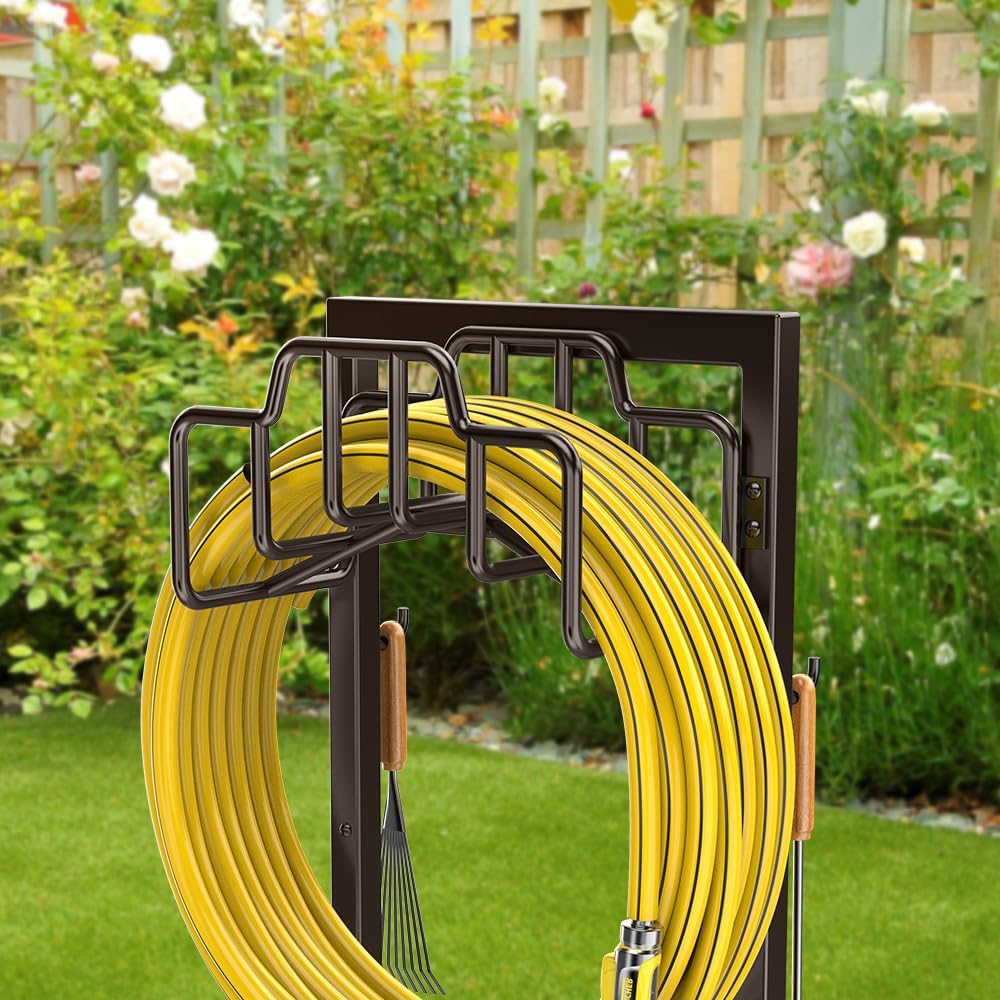 Skycarper Garden Hose Reel Holder Water Hose Hanger Organizer Stand,Black