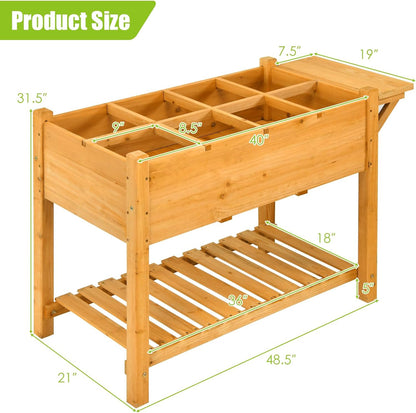 Giantex Wood Raised Garden Bed w/Folding Drop-Leaf Potting Table, Planter Box for Flower Herb Vegetable Fruit, Indoor Outdoor Elevated Raised Beds for Gardening, Backyard, Patio, Balcony