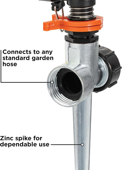Black + Decker® Impulse Sprinkler – Up to 5,027 Sq. Ft. Coverage, Adjustable Spray, Secure Spike Base BXWNBB57395
