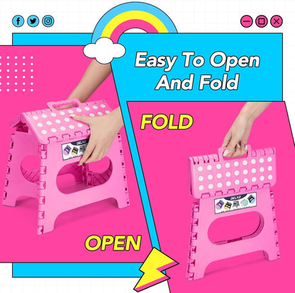 Folding Step Stool 13 Inch,300 Lbs Step Stool for Adults Black
